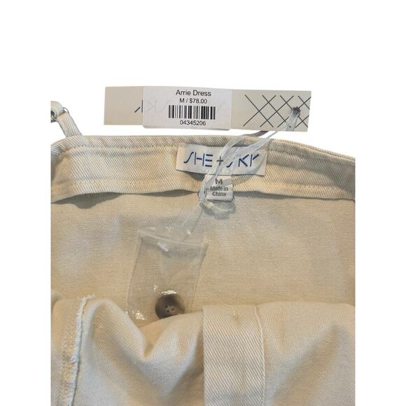 She+Sky Boutique Brand Denim Cream Button Up Strappy Mini Dress Medium NWT - Picture 4 of 5